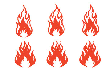 This orange fire symbol is a vector illustration of a powerful bonfire with burning flames and red heat. fire and various looks