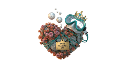 Coronavirus heart isolated on transparent background