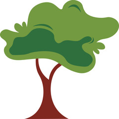 The green tree . Summer. In a cartoon style .Vector illustration .