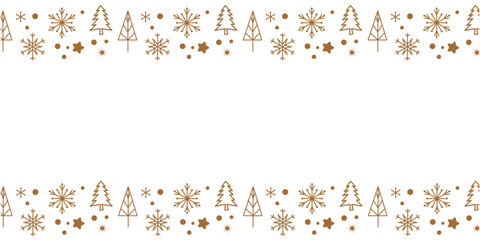 Simple Christmas pattern. Christmas tree, Snowflakes and stars decoration illustration for Christmas decoration. Vector illustration.