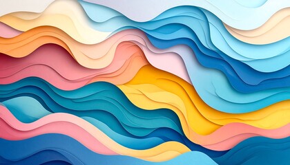 Abstract layered wavy colorful design