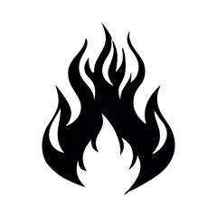 single silhouette vector art of fire and flame. black and white