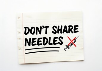 A handwritten advisory on a medical chart about safe injection practices