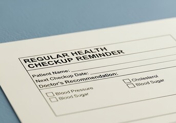 A blank medical reminder form for scheduling a preventative health checkup