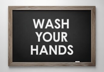 Fototapeta premium A simple hygiene reminder for public health and safety awareness written on a school chalkboard