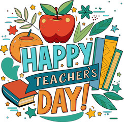 happy teacher's day vector illustration element 