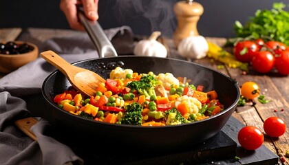 Colorful sauteed vegetables