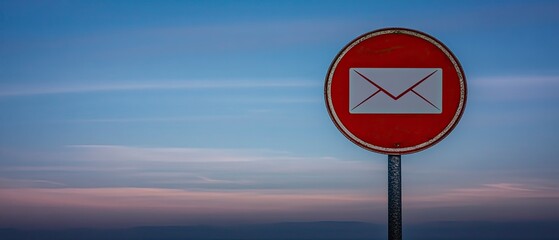 No Email Allowed: Weathered Sign Against a Pastel Sky