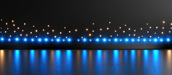 Futuristic Stage Lighting with Glowing Orbs and Reflective Surface