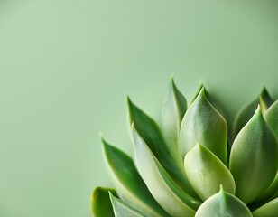 Fototapeta premium close up of succulent leaves patterns of nature on a soft sage green background with copyspace