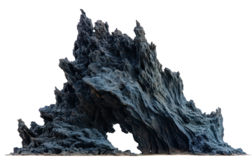 Dark Blue and Gray Rock Formation Isolated on Transparent Background