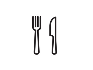 Minimalist fork and knife icon stylish vector outline