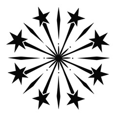 Obraz premium Black starburst explosion with sharp points and radiating lines on white abstract graphic