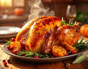 The Aroma of Thanksgiving: A Freshly Roasted and Steaming Turkey
