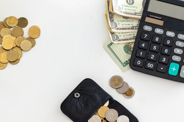 Calculator with Dollar Banknotes