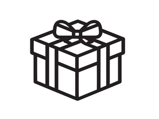 Minimalist present box outline in stylish thin vector art