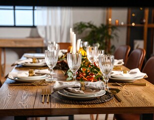 An Inviting and Elegantly Prepared Thanksgiving Dinner Table