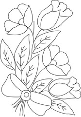 Charming flower arrangement coloring page relaxing nature botanical design for artistic enjoyment white background