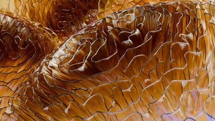 3D Background of Layered Abstract Floral Composition Gold 4K