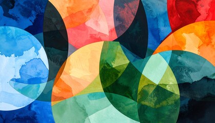 Abstract watercolor circles overlapping