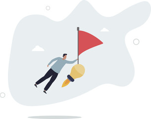 Success business idea, innovation or invention to reach goal, entrepreneur start new business, solution or career achievement concept.life and employment of people.