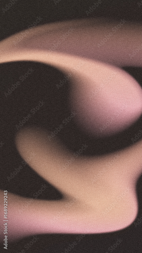 Poster rose pink light apricot illuminated patterns on dark gradient background, grainy color gradient back