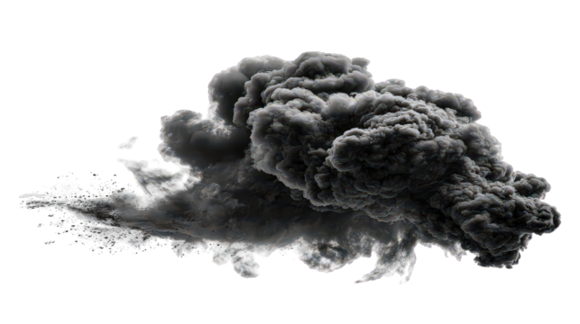 Dark Grey Smoke Cloud Isolated on Transparent Background