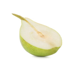 Half of ripe pear isolated on white