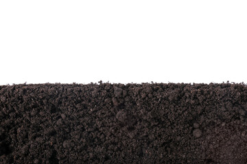 Fresh soil isolated on white, top view