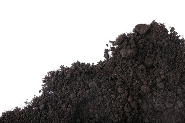 Fresh soil isolated on white, top view