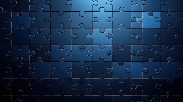 Deep Blue Textured Puzzle Pieces Forming a Seamless Grid with Subtle Lighting