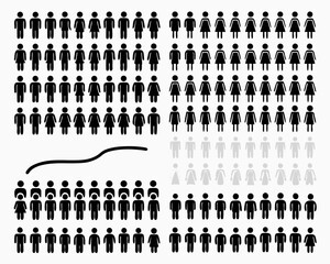 Diverse group of people icons representing population demographics and data