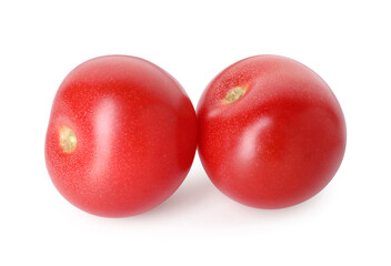 Two ripe red tomatoes isolated on white