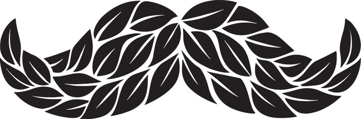 Artistic black and white leaf mustache design