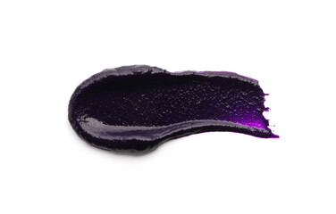 Sample of purple shampoo for blonde hair isolated on white, top view