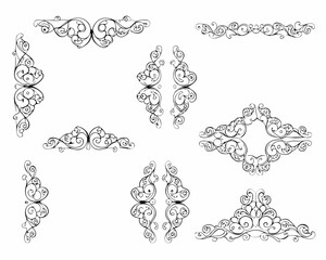 Collection of elegant black flourishes and decorative ornaments
