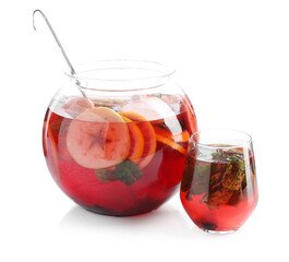 Fruity punch isolated on white. Refreshing drink