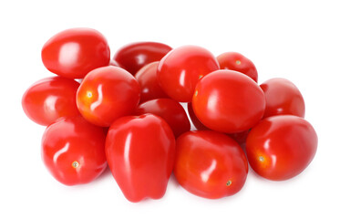 Many ripe red tomatoes isolated on white