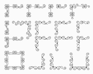 Obraz premium Collection of elegant black and white decorative corner elements and frames