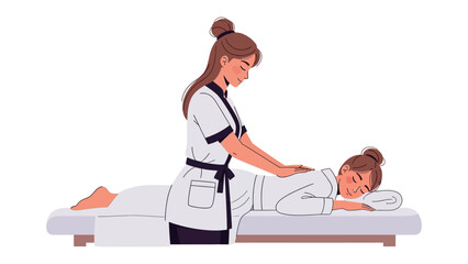 A skilled masseuse provides a relaxing back massage to a woman lying on a massage table in a spa setting