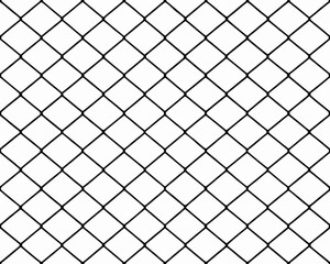 Seamless black chain link fence pattern on white background