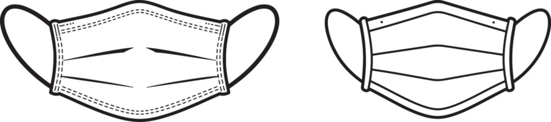 Two medical face mask silhouettes for protection