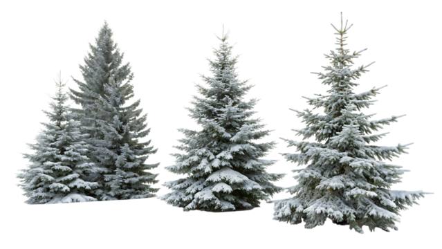Three snow-covered fir trees - Powered by Adobe