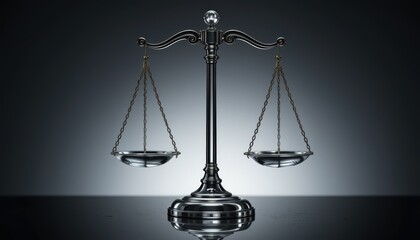 A classic and polished scales of justice on a clean table