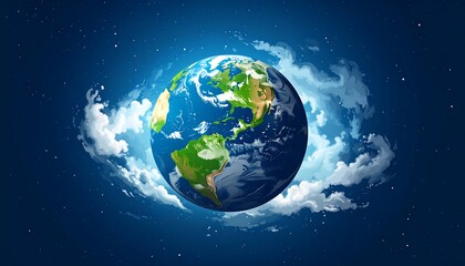 Earth in a cloud swirl in space