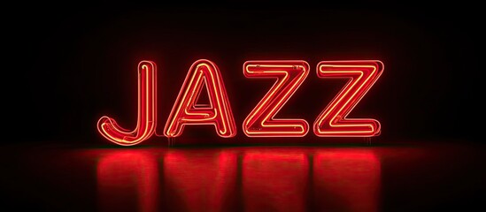 Vibrant Red Neon "JAZZ" Sign Illuminating a Dark, Reflective Surface