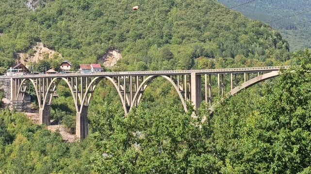 Durdevica Tara Bridge Panorama over Tara River Canyon Montenegro