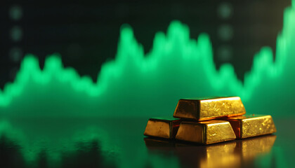 Gold Bars and Financial Graph