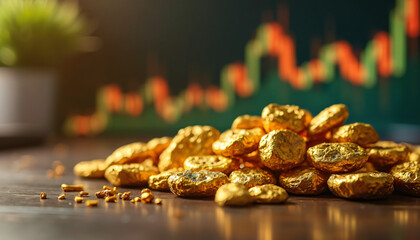 Gold Nuggets and Stock Market Graph