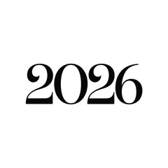 Bold black numbers twenty twenty six on white background